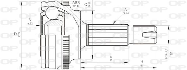 OPEN PARTS Шарнирный комплект, приводной вал CVJ5497.10